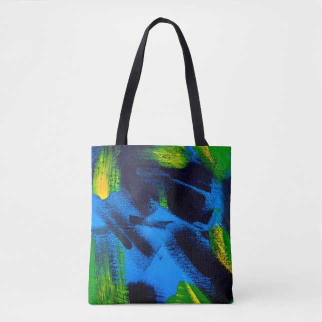 Abstract background. Acrylic black, yellow, blue,  Tote Bag (Front)