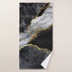 abstract background, black and white marble mosaic bath towel