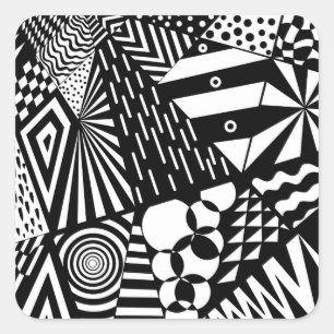 abstract background black white geometric shapes m square sticker