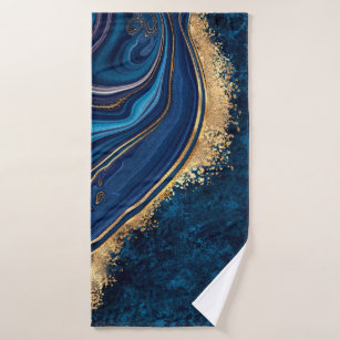 abstract background blue marble agate granite mosa bath towel
