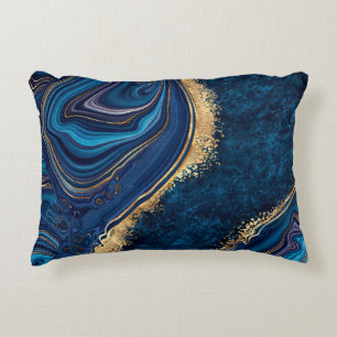 abstract background blue marble agate granite mosa decorative cushion