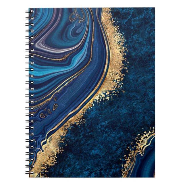 abstract background blue marble agate granite mosa notebook (Front)