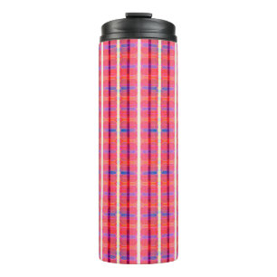abstract background, colorful intersecting striped thermal tumbler