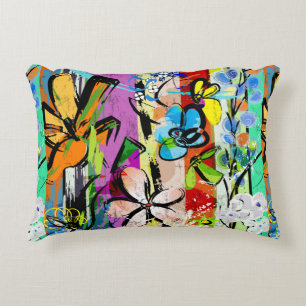 abstract background composition with flowers, with decorative cushion