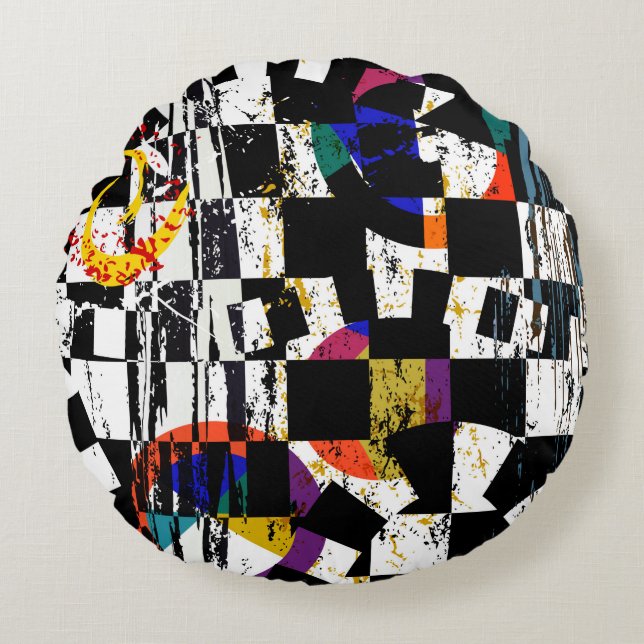 abstract background composition, with strokes, spl round cushion (Front)