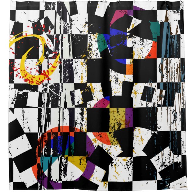 abstract background composition, with strokes, spl shower curtain (Front)