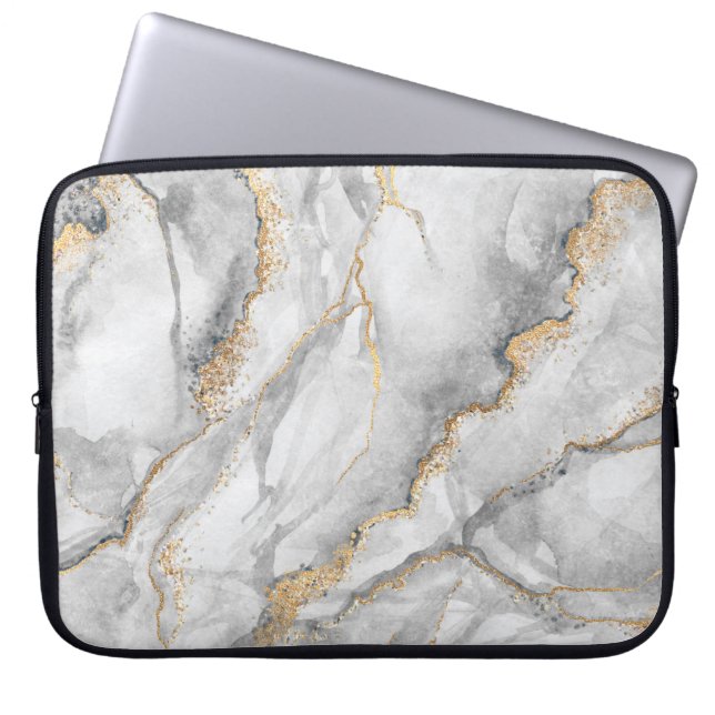 abstract background, creative texture of white mar laptop sleeve (Front)