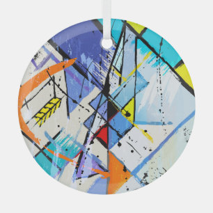 Abstract background, geometric lines, splashes. glass tree decoration