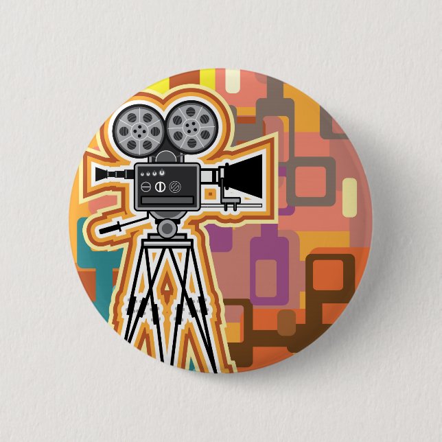Abstract Background Movie Projector Film camera 6 Cm Round Badge (Front)
