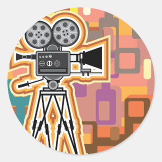 Abstract Background Movie Projector Film camera Classic Round Sticker
