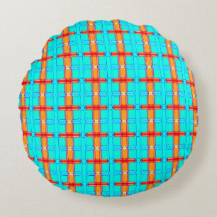 abstract background multicolored gingham pattern round cushion