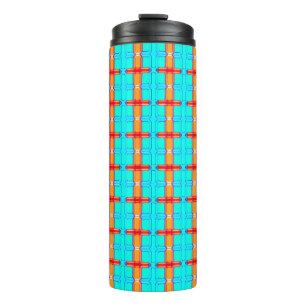 abstract background multicolored gingham pattern thermal tumbler