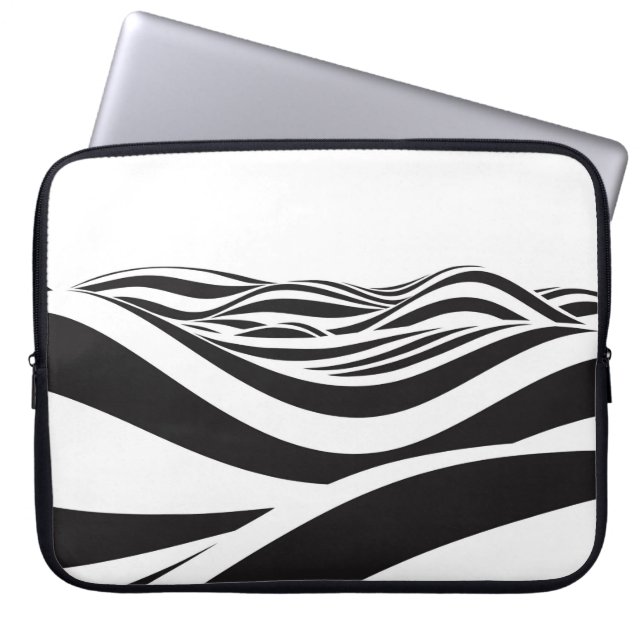 Abstract background of waves. 3D optical illusion- Laptop Sleeve (Front)