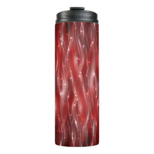 abstract background. red background with waves and thermal tumbler