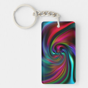 Abstract Background Spirals Soft I Key Ring