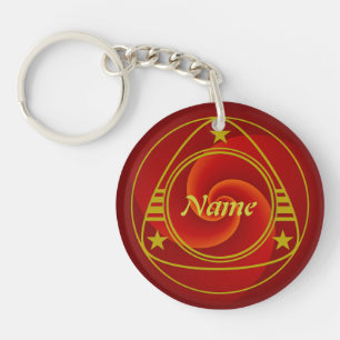Abstract Background Spirals soft III + your text Key Ring