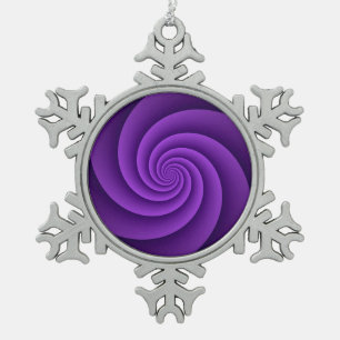 Abstract Background Spirals soft IV Snowflake Pewter Christmas Ornament