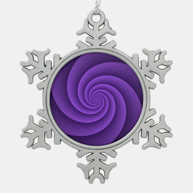 Abstract Background Spirals soft IV Snowflake Pewter Christmas Ornament (Front)