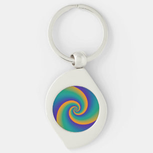 Abstract Background Spirals soft V Key Ring