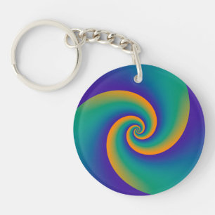 Abstract Background Spirals soft V Key Ring