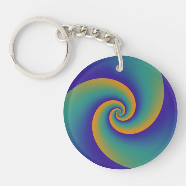 Abstract Background Spirals soft V Key Ring (Front)