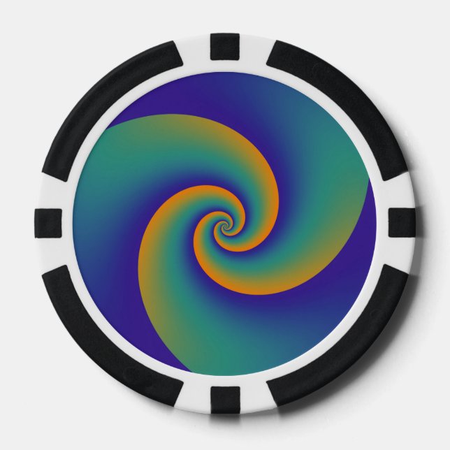 Abstract Background Spirals soft V Poker Chips (Front)
