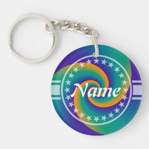 Abstract Background Spirals soft V + your text Key Ring