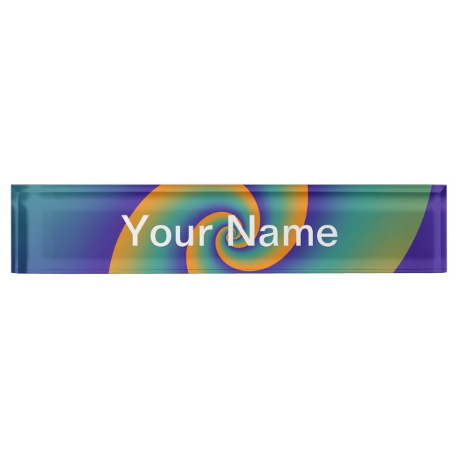 Abstract Background Spirals soft V + your text Nameplate (Front)