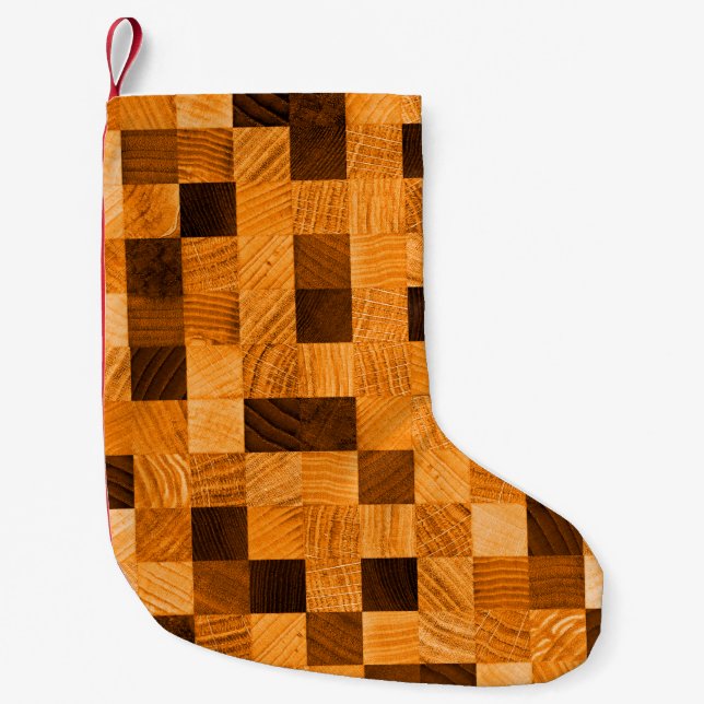 Abstract background texture of wood from the end s small christmas stocking (Front)