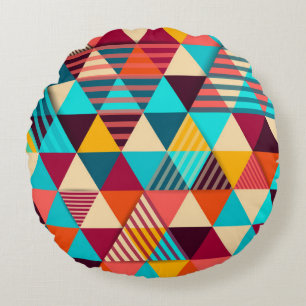 Abstract background with triangle shapes. Modern g Round Cushion