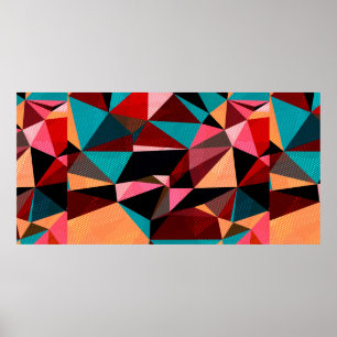 Abstract background with triangles and colorful ge poster