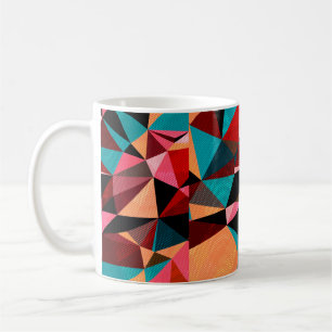 Abstract background with triangles and colourful g coffee mug