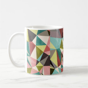 Abstract background with triangles and colourful g coffee mug