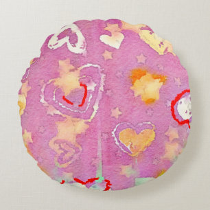 abstract background with watercolor texture, Oil p Round Cushion