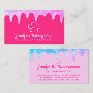 Abstract Bakery Pastry Chef Cream Dripping Business Card
