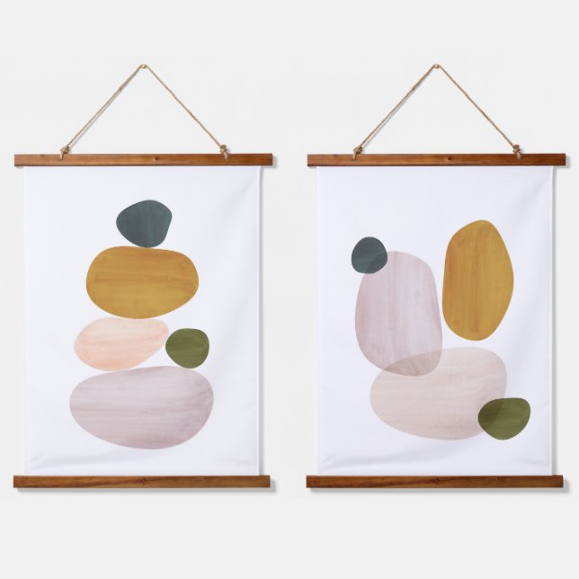 Abstract balancing stones hanging tapestry (Double)