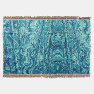 Abstract Bamboo Ocean Blue Melting Blankets