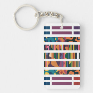 Abstract Bar Code Art Key Ring