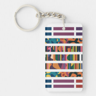 Abstract Bar Code Art Key Ring