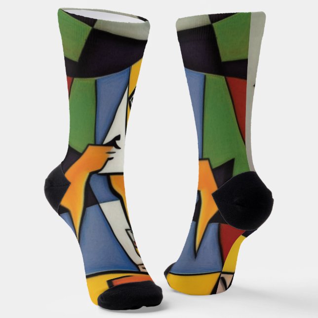 Abstract Bartender Cubist Socks (Angled)