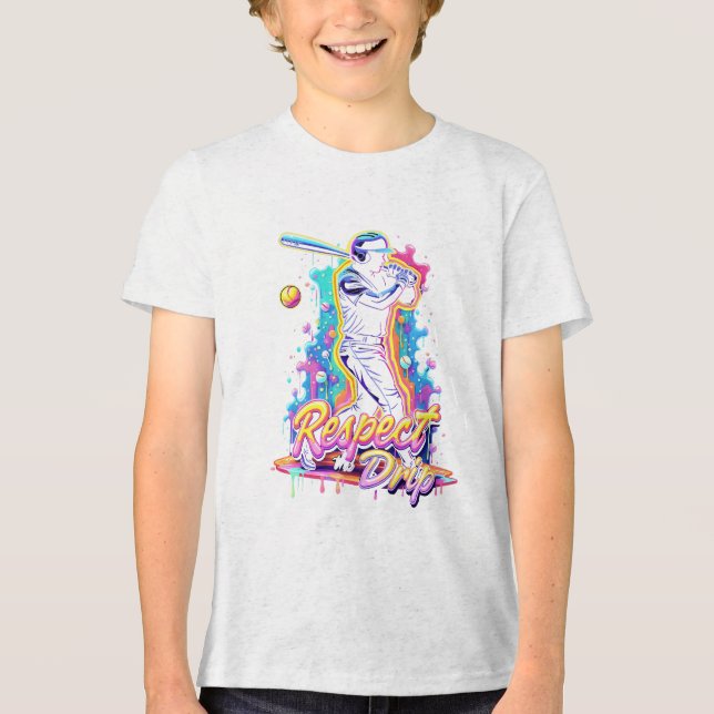 Abstract Baseball Batter Silhouette Respect Tri-Blend Shirt (Front)