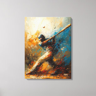 Abstract Baseball Player - Dynamic Sports Art Canvas Print