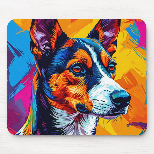 Abstract Basenji Dog Portrait Mouse Mat (Front)