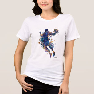 Abstract Basketball Player Fluid Ink Watercolor Tri-Blend Shirt