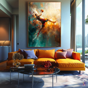Abstract Basketball Player - Powerful Sports Art Canvas Print