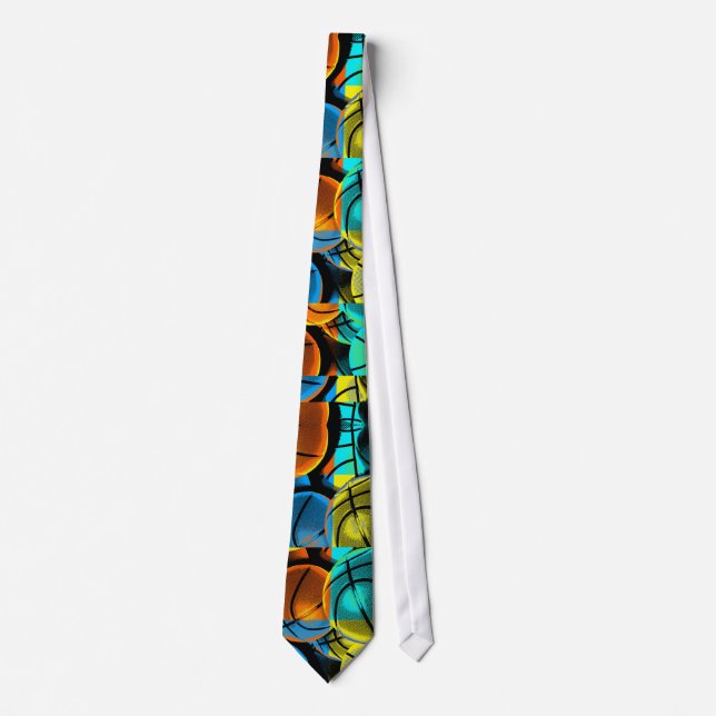 Abstract Basketballs Pattern Tie (Front)