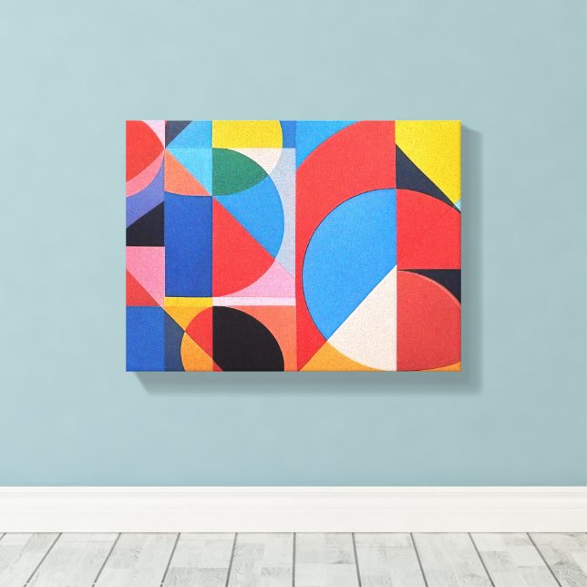 Abstract Bauhaus Geometric Art Canvas Print (Insitu(Wood Floor))