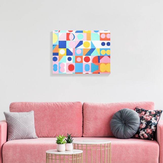 Abstract Bauhaus Geometric Art Canvas Print (Insitu(LivingRoom))