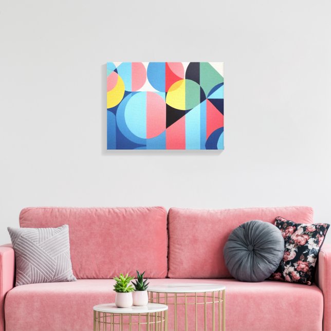 Abstract Bauhaus Geometric Art Canvas Print (Insitu(LivingRoom))