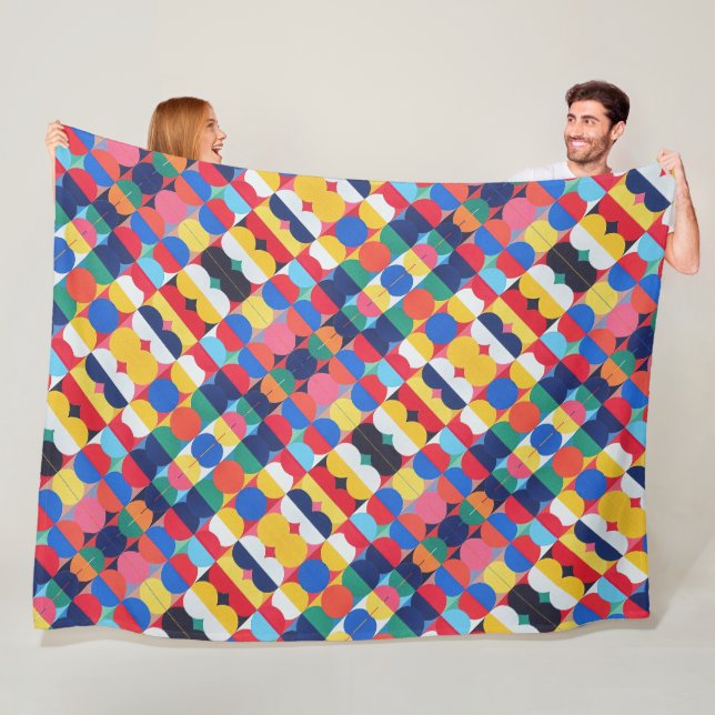 Abstract Bauhaus Geometric Art Fleece Blanket (In Situ)